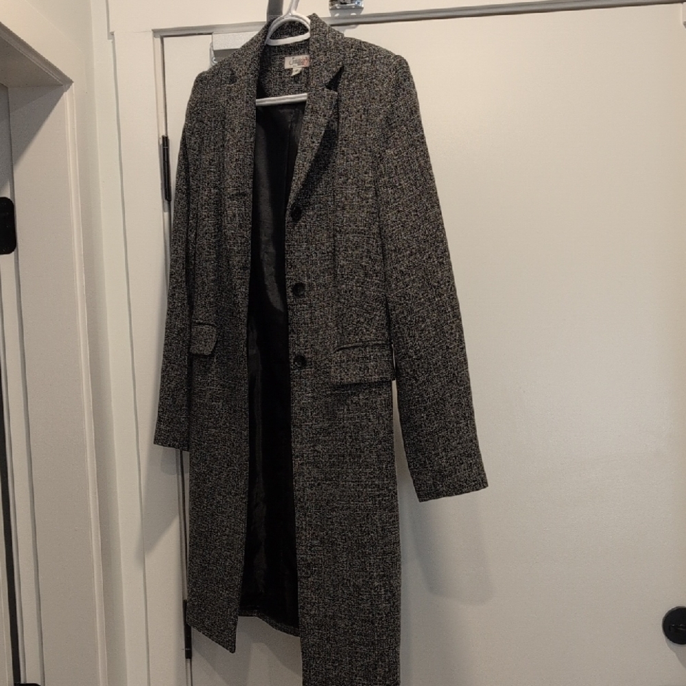 Jessica Black and Gray Tweed Trench Coat